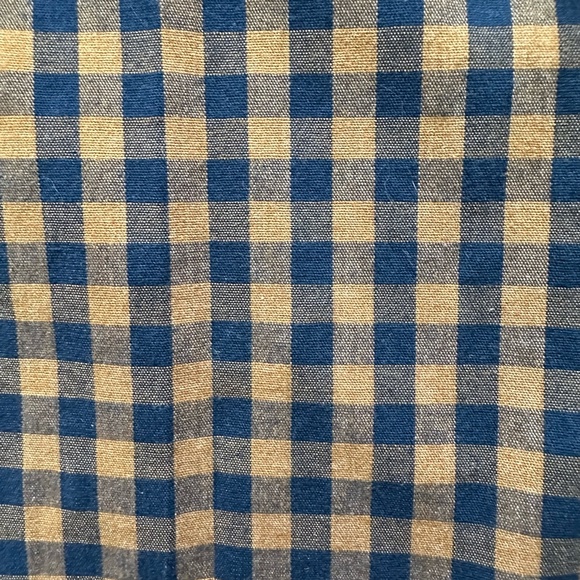 Men's Sonoma XL Long Sleeve Navy/Dark Mustard Plaid Casual Button Down Shirt - Picture 2 of 3